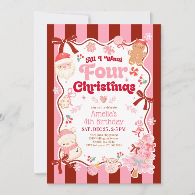 Invitación de cumpleaños número 4 de Navidad Todo  (Anverso)