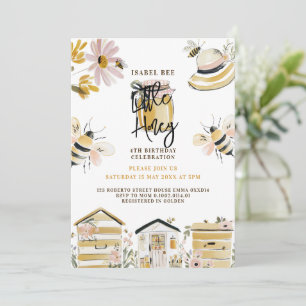 invitación de cumpleaños número 4 de pequeña abeja