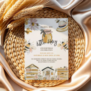 invitación de cumpleaños número 4 de pequeña abeja