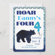 Invitación de cumpleaños número 4 de Rugir Cuatro
