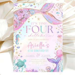 Invitación de cumpleaños número 4 de sirena, Invit
