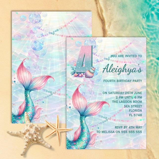Invitación de cumpleaños número 4 de Sirena Mágica (Subido por el creador)