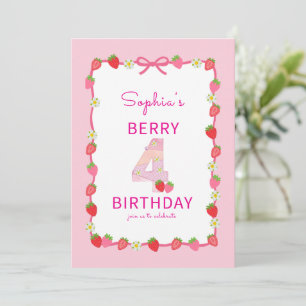Invitación de cumpleaños número 4 de Sweet Strawbe