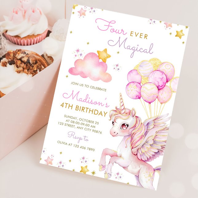 Invitación de cumpleaños número 4 de Unicornio, Ma (Subido por el creador)