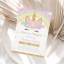 Invitación de cumpleaños número 4 de Unicornio Mág