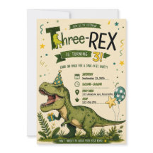Invitación de cumpleaños número 4 del dinosaurio F