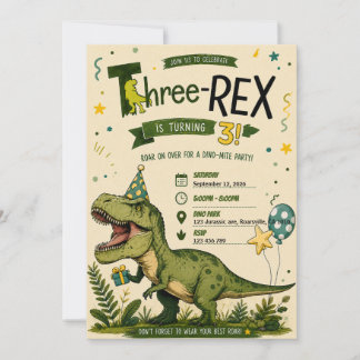 Invitación de cumpleaños número 4 del dinosaurio F