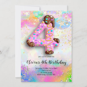 Invitación de cumpleaños número 4 para niñas