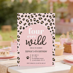 Invitación de cumpleaños número 4 Safari Girl