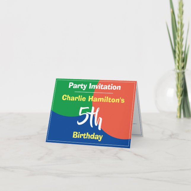 Invitación de cumpleaños número 5 (Anverso)