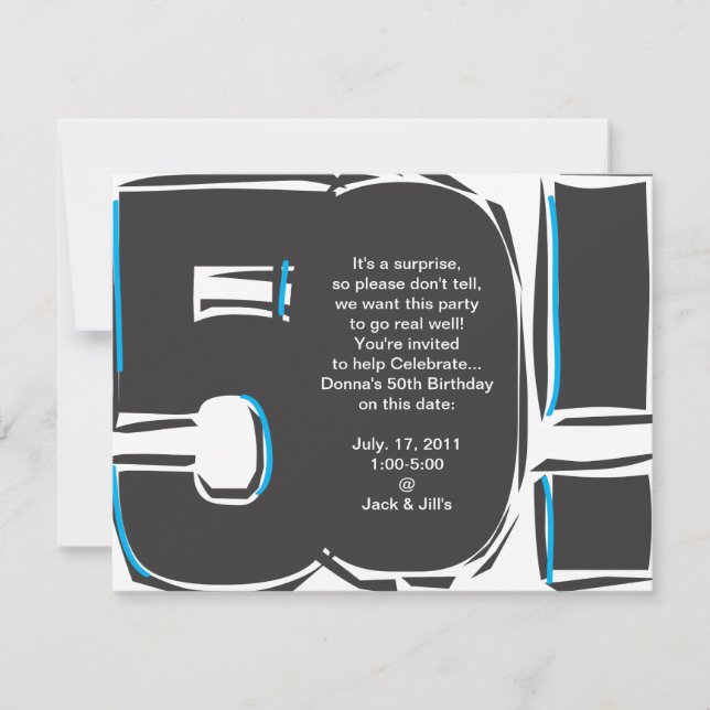 Invitación de cumpleaños número 50 (Anverso)
