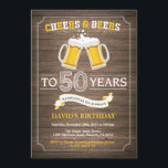 Invitación de cumpleaños número 50 a la sorpresa d<br><div class="desc">Tarjeta de invitación de cumpleaños número 50 con antecedentes rústicos de madera.
Para más personalización,  haga clic en el botón "Personalizar" y utilice nuestra herramienta de diseño para modificar esta plantilla.</div>