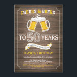 Invitación de cumpleaños número 50 a la sorpresa d<br><div class="desc">Tarjeta de invitación de cumpleaños número 50 con antecedentes rústicos de madera.
Para más personalización,  haga clic en el botón "Personalizar" y utilice nuestra herramienta de diseño para modificar esta plantilla.</div>