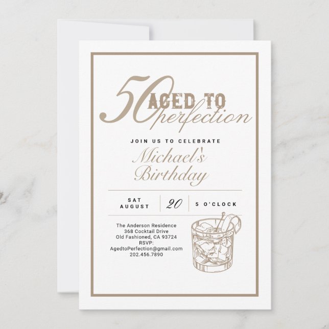 Invitación de cumpleaños número 50 'Aged to Perfec (Anverso)