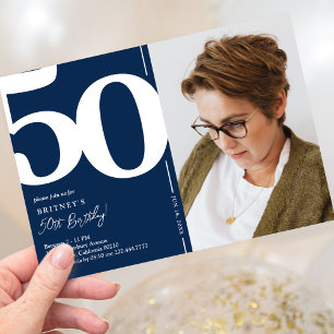Invitación de cumpleaños número 50 atemporal con f