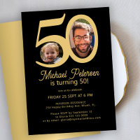 invitación de cumpleaños número 50 con 2 fotos en