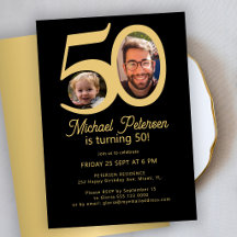 invitación de cumpleaños número 50 con 2 fotos en 