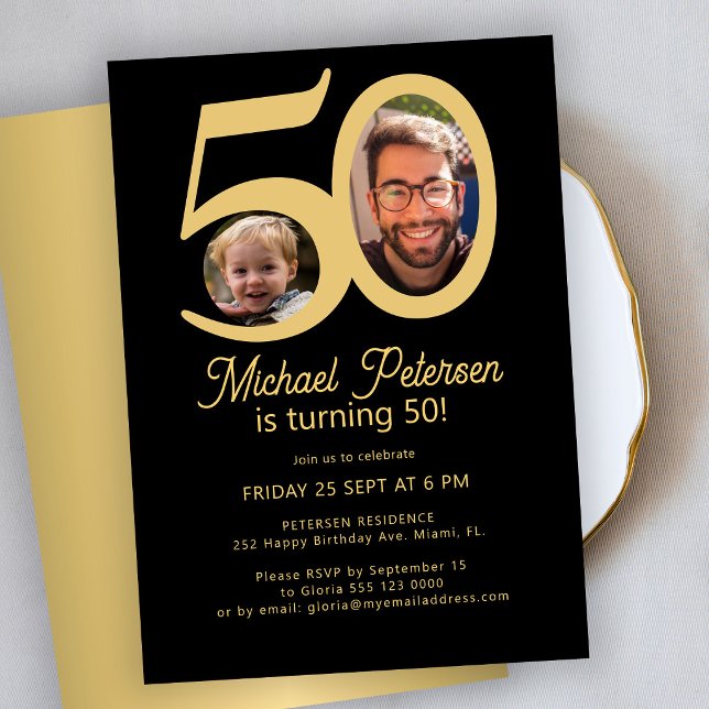 invitación de cumpleaños número 50 con 2 fotos en  (Subido por el creador)