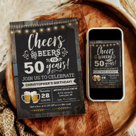 Invitación de cumpleaños número 50 con Cheers y Be