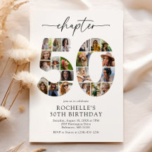 Invitación de cumpleaños número 50 con collage de 
