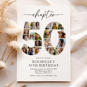 Invitación de cumpleaños número 50 con collage de 