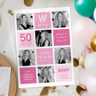 Invitación de cumpleaños número 50 con collage de