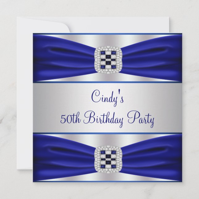 Invitación de cumpleaños número 50 con diamante za (Anverso)