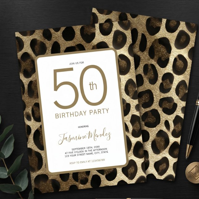 Invitación de cumpleaños número 50 con estampado d (Subido por el creador)