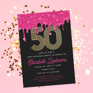 Invitación de cumpleaños número 50 con gotas de pu