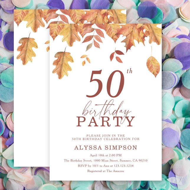 Invitación de cumpleaños número 50 con hojas de ot (Subido por el creador)