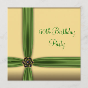 Invitación de cumpleaños número 50 con joya de oro