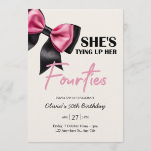 Invitación de cumpleaños número 50 con lazo negro 