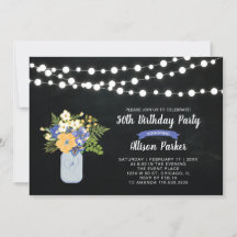 Invitación de cumpleaños número 50 con pizarra y f