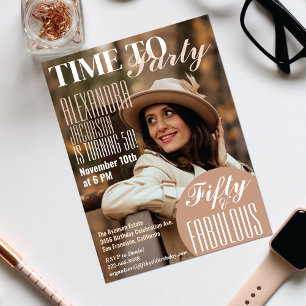 Invitación de cumpleaños número 50 con portada de
