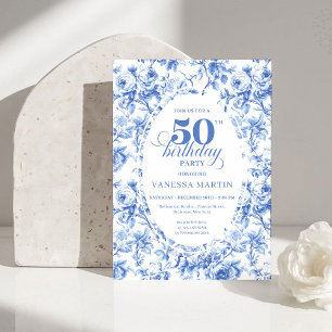 Invitación de cumpleaños número 50 con rosas Toile