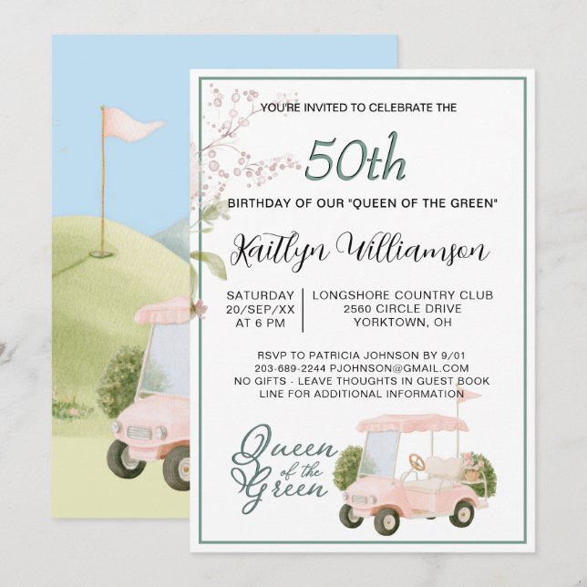 Invitación de cumpleaños número 50 con tema de gol (Anverso / Reverso)