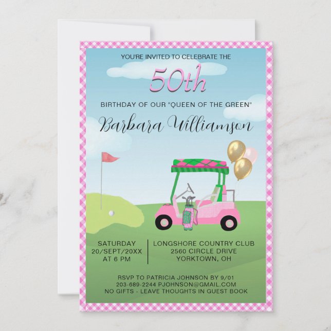 Invitación de cumpleaños número 50 con tema de gol (Anverso)