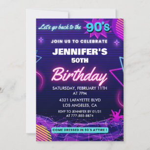 invitación de cumpleaños número 50 con tema de los