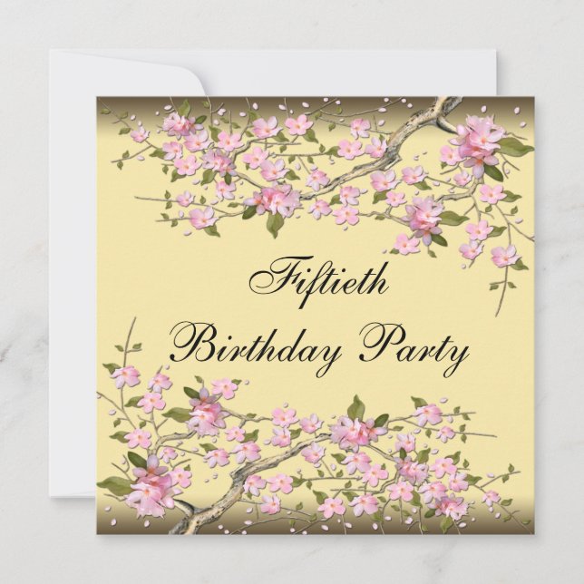 Invitación de cumpleaños número 50 de flor de cere (Anverso)