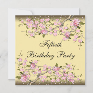 Invitación de cumpleaños número 50 de flor de cere