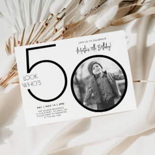 Invitación de cumpleaños número 50 de Foto Moderna