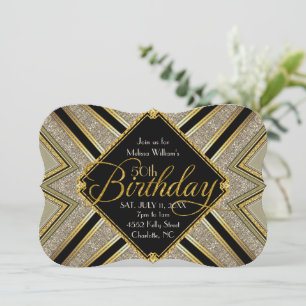 Invitación de cumpleaños número 50 de Gatsby Black