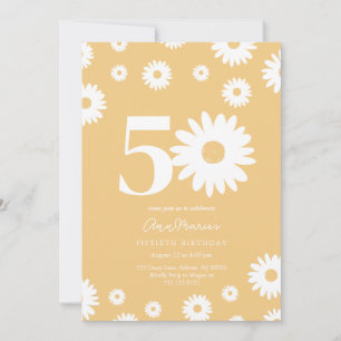 Invitación de cumpleaños número 50 de Gold Daisy
