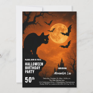 Invitación de cumpleaños número 50 de Halloween pa