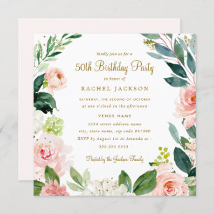 Invitación de cumpleaños número 50 de la floral ac