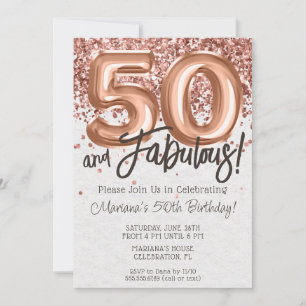 Invitación de cumpleaños número 50 de oro rosa