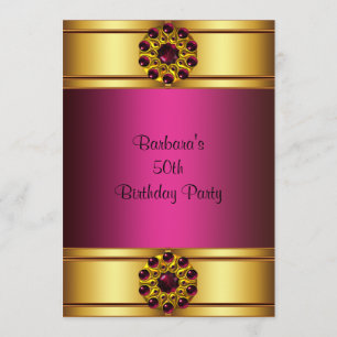 Invitación de cumpleaños número 50 de oro rubí ros