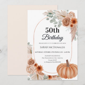 Invitación de cumpleaños número 50 de otoño para m