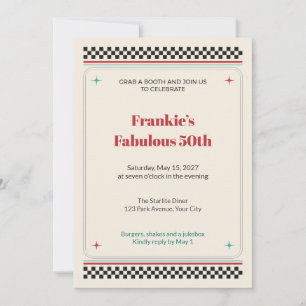 Invitación de cumpleaños número 50 de Retro Diner 