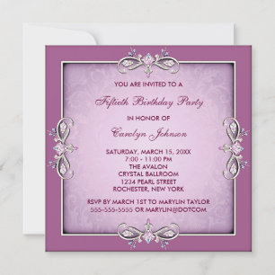 Invitación de cumpleaños número 50 de Rosa Damasco